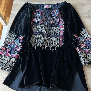 Johnny Was velvet black three quarter length top- so gorgeous!